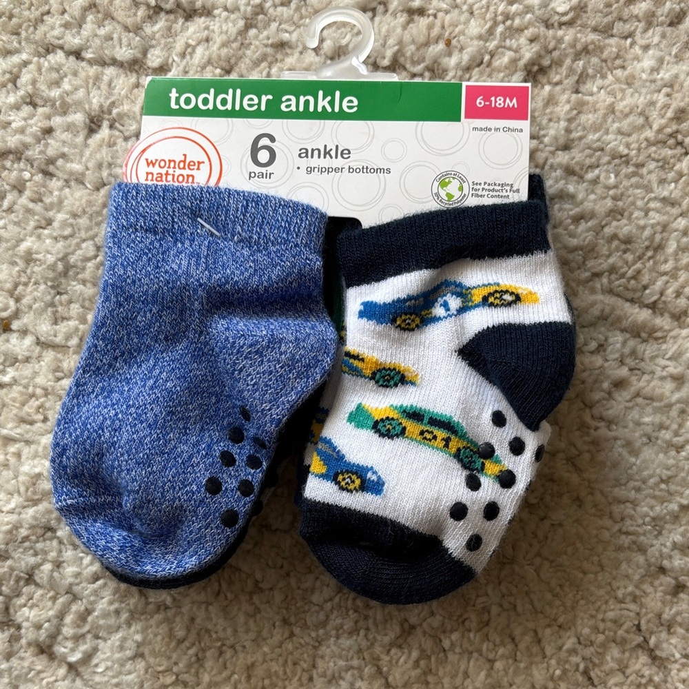 Wonder Nation Blue and White Toddler Ankle Socks